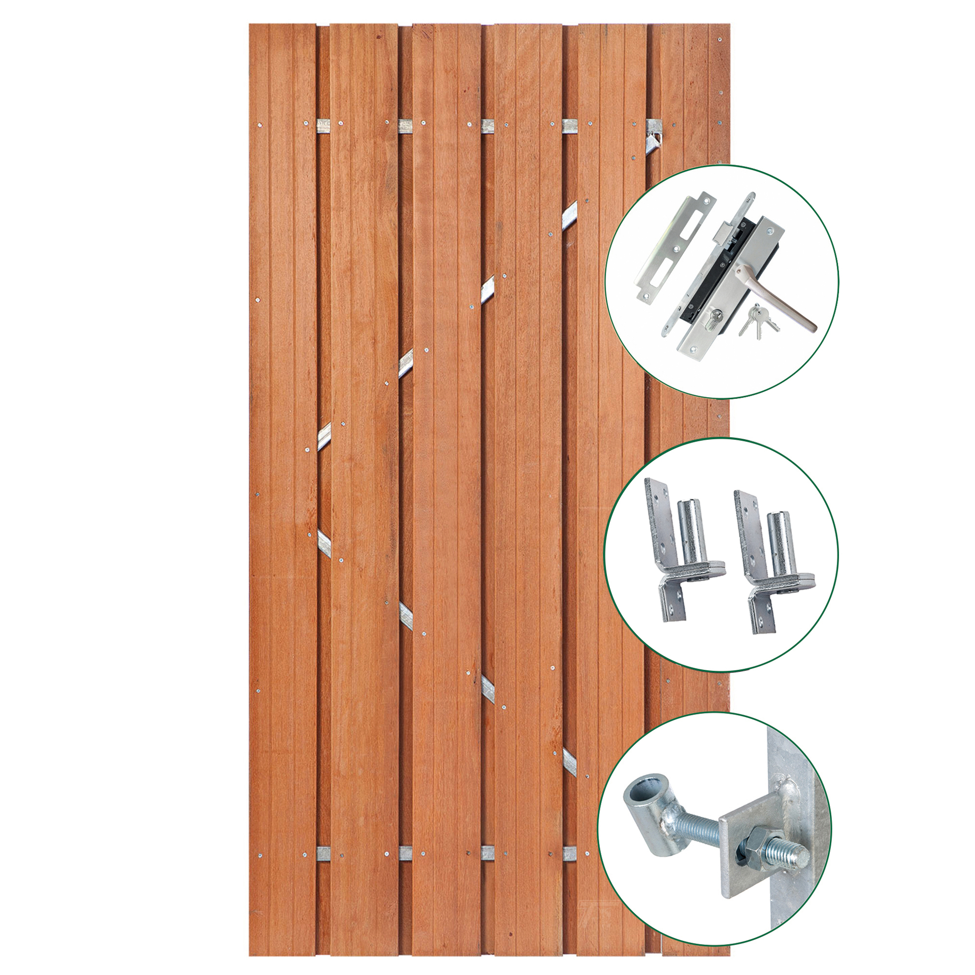 Tuinpoort Hardhout, incl. kozijn 90 x 195 cm