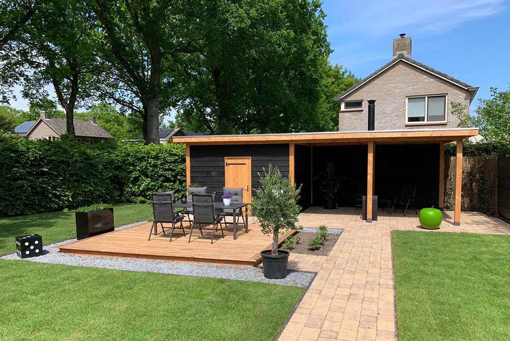 Overkapping Twello Douglas 794 x 400 cm - Zwarte wanden