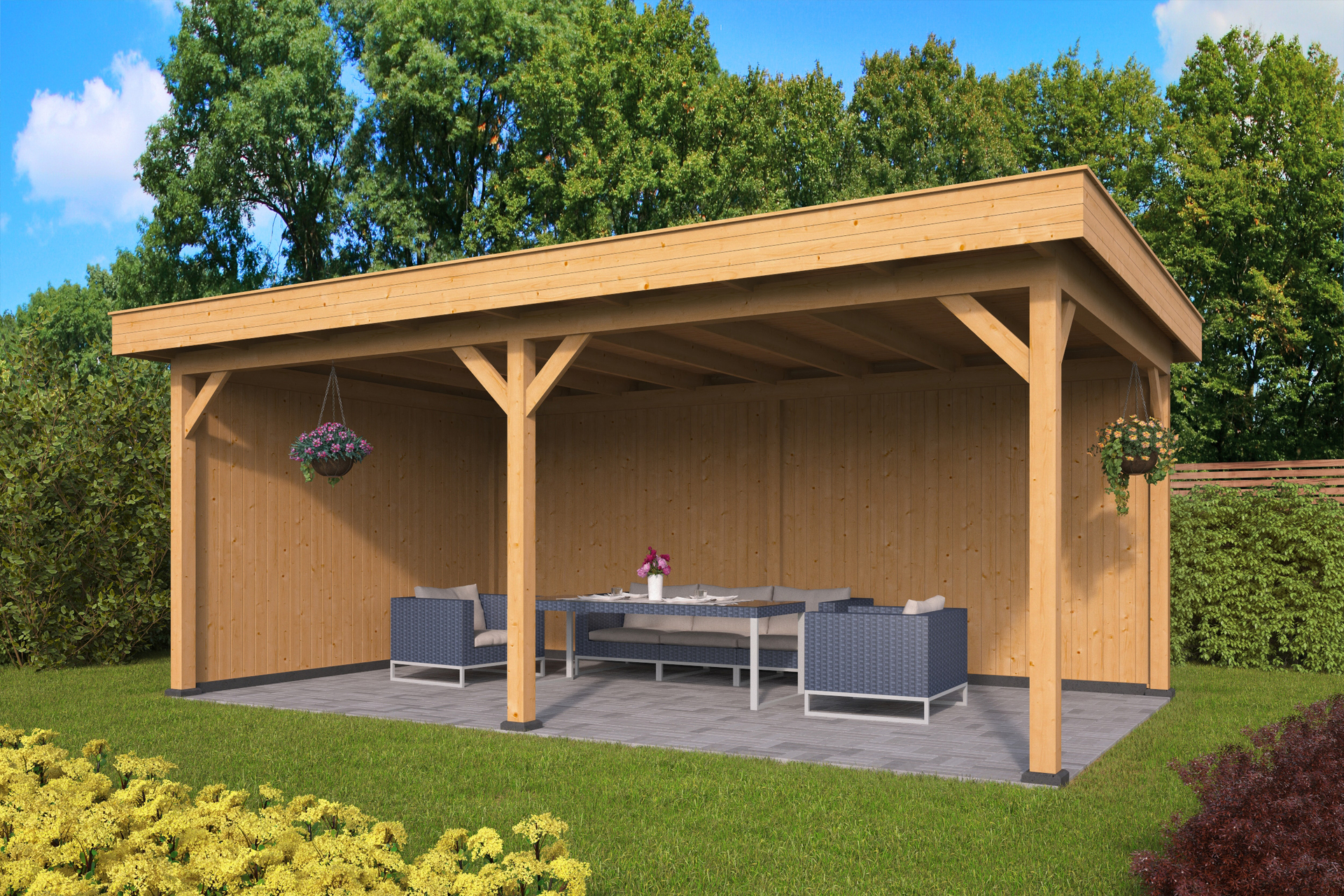 Overkapping Oslo XL, type 2 - 670 x 430 cm - Blank Douglas