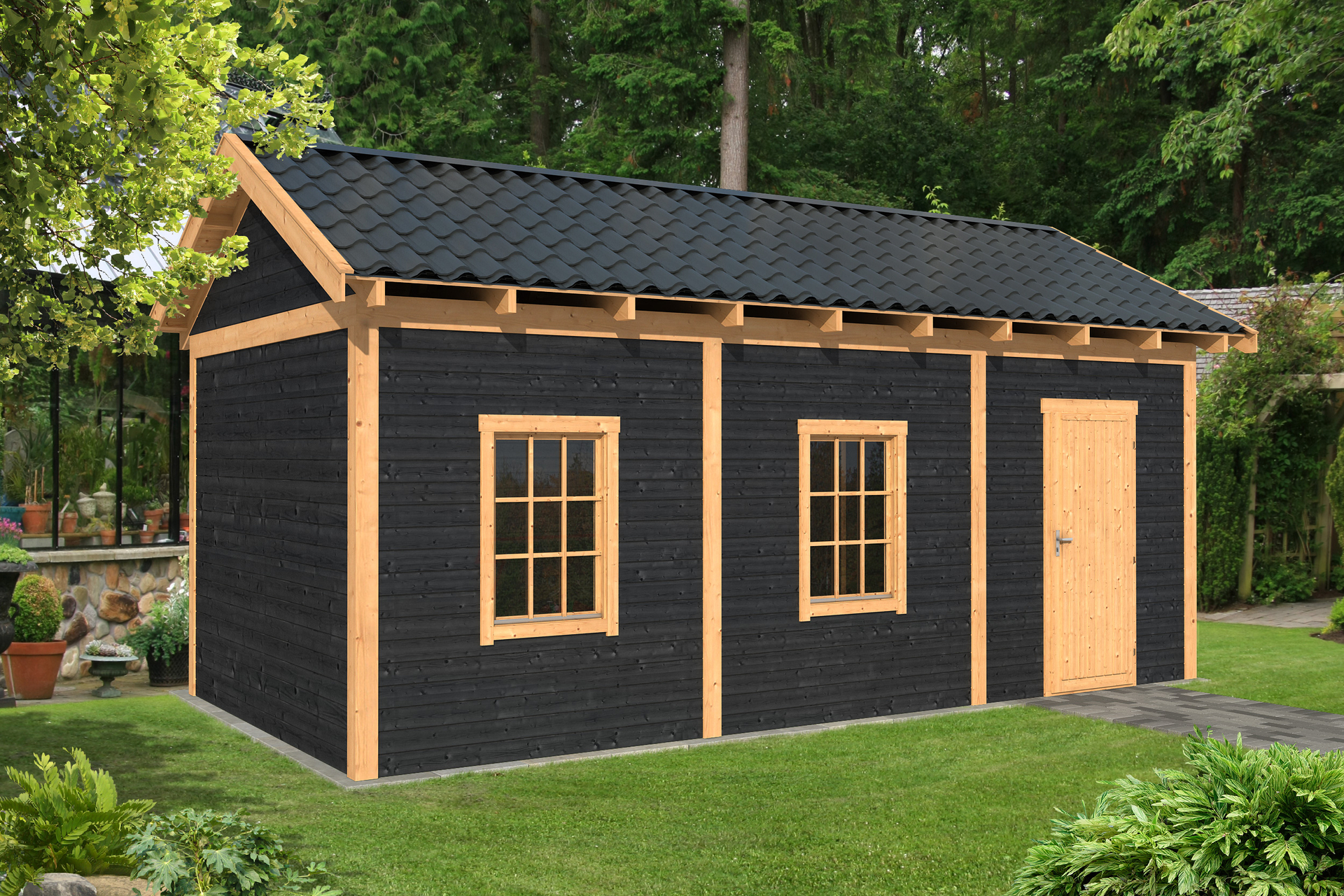 Overkapping Zadeldak Hamar L type 8 zwart