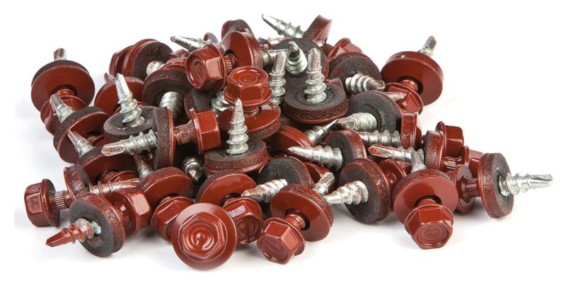 Zelfborende schroeven rood met EPDM afdichting 20mm, doos a 40 stuks