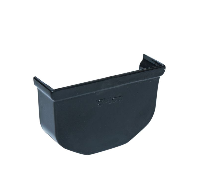 Dakgoot eindstuk, kunststof zwart 65 mm