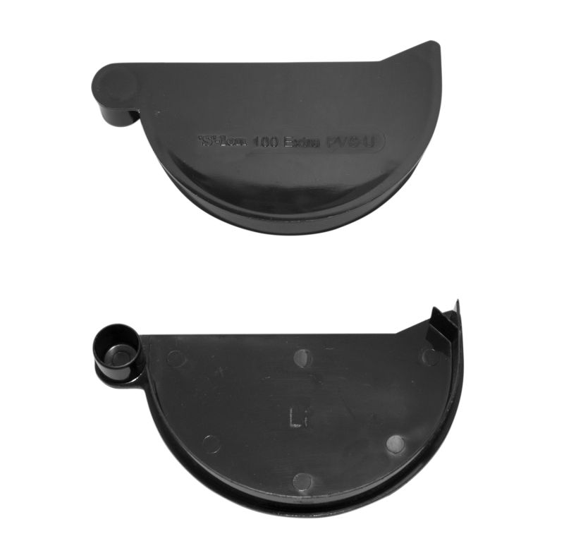 Dakgoot eindstuk links, kunststof zwart 100 mm