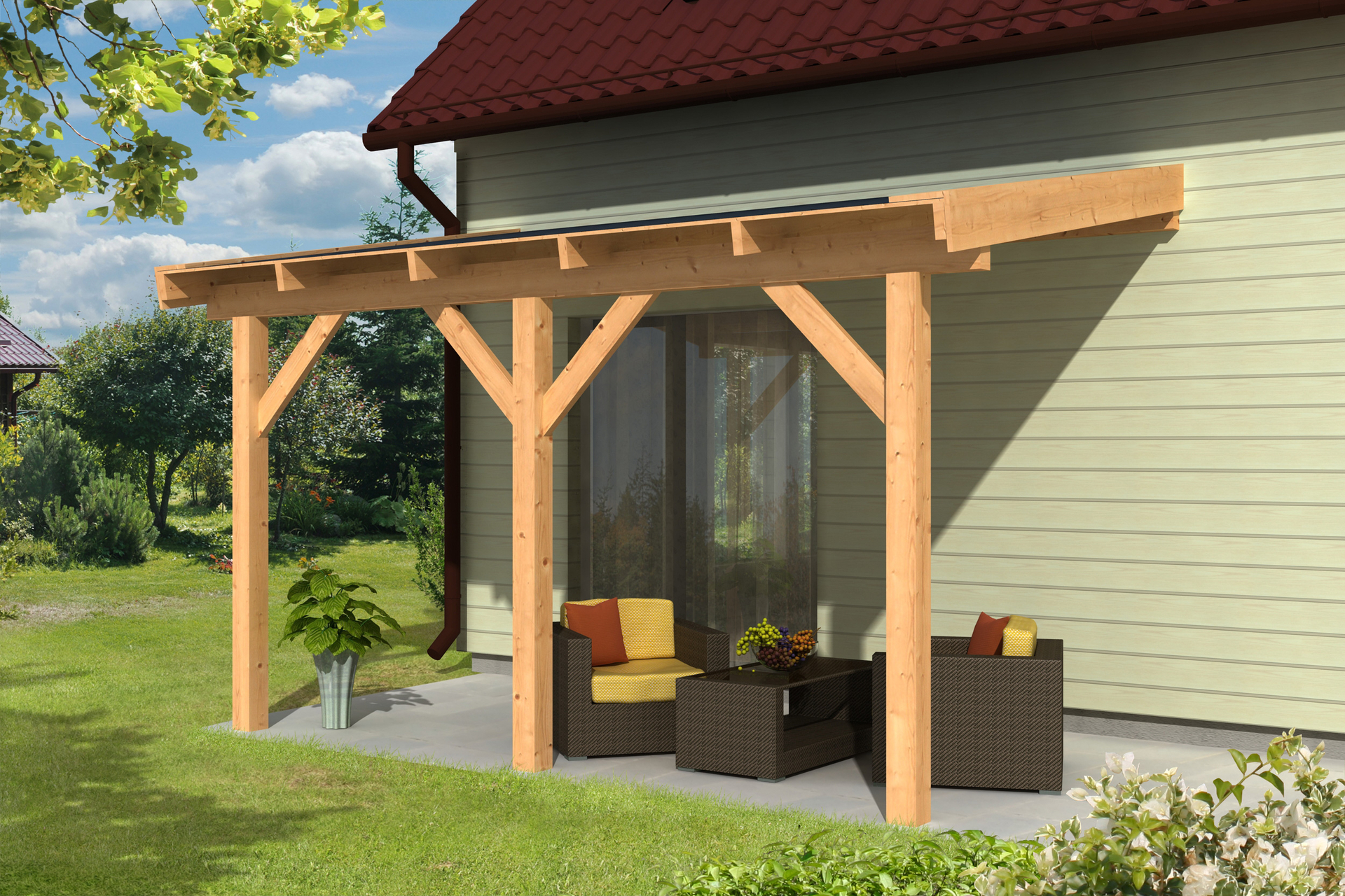 Overkapping aan huis 500 x 300 &ndash; Terrasoverkapping Douglas 
