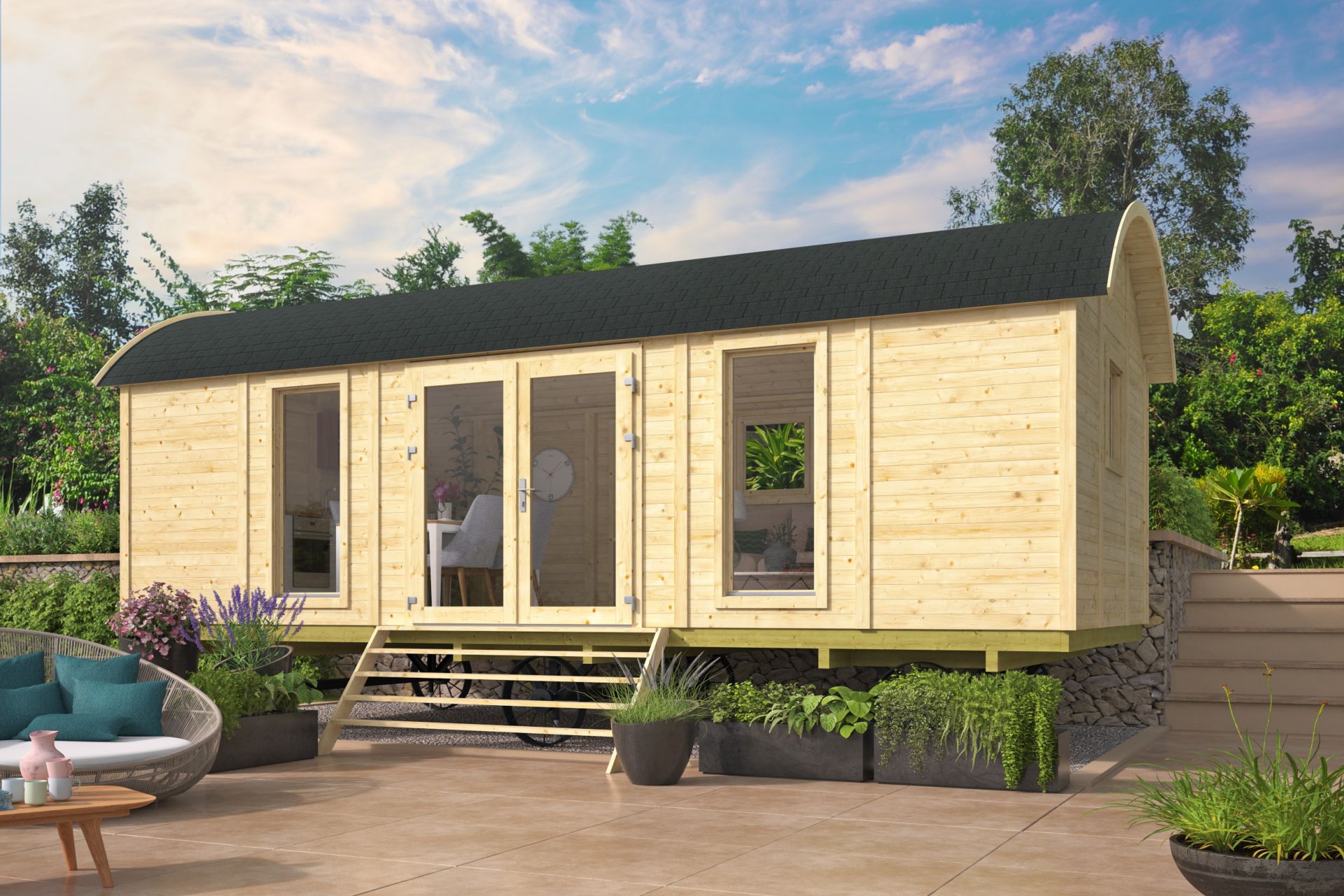 Pipowagen 720 x 328 cm - Zigeunerwagen Dan