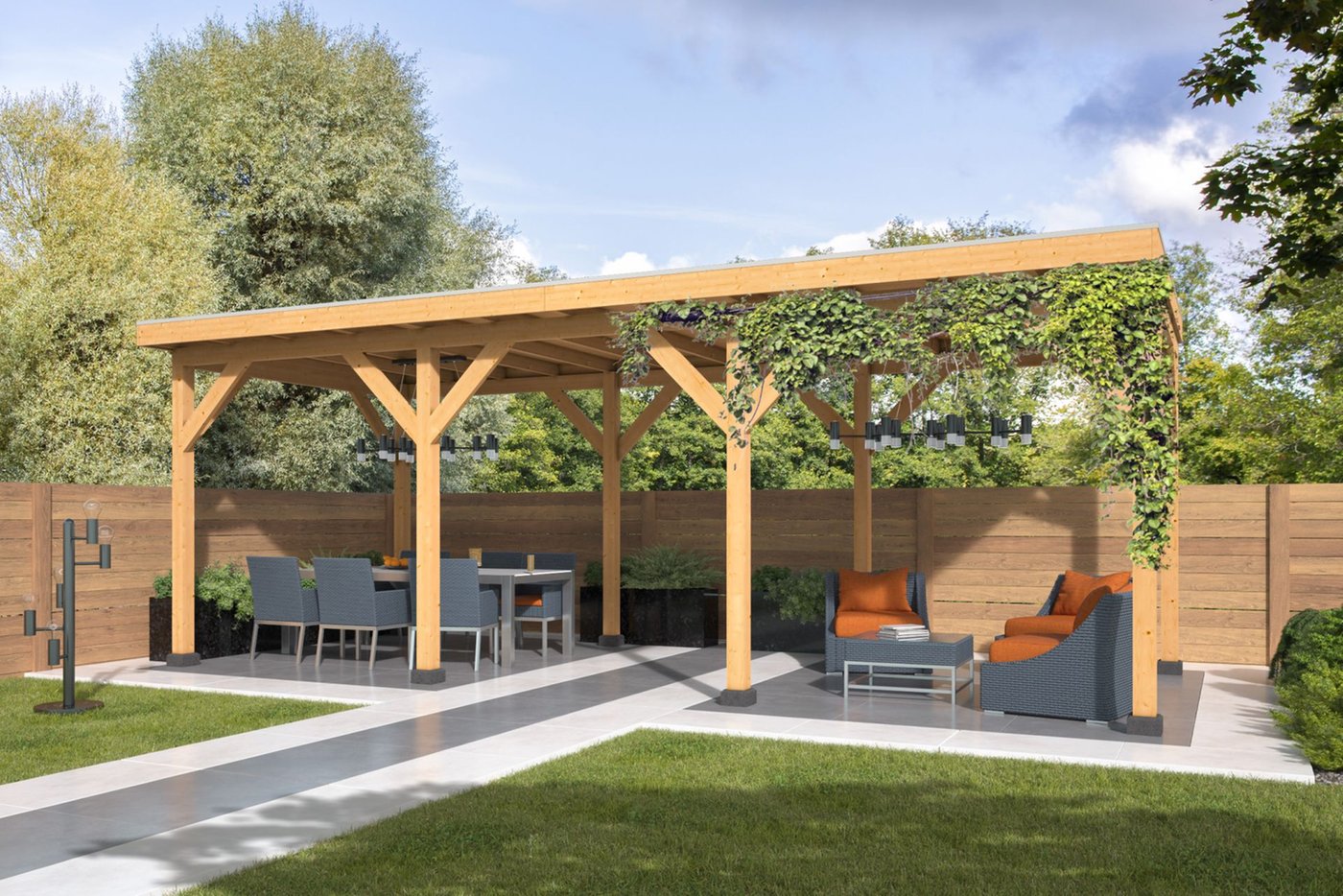 Overkapping Zoutelande Red Class Wood 750 x 330 cm