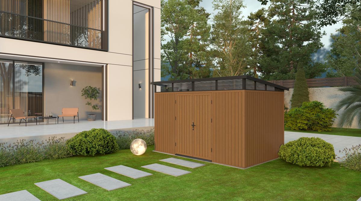 NewTechWood berging met dubbele deur 344 x 210 cm Teak