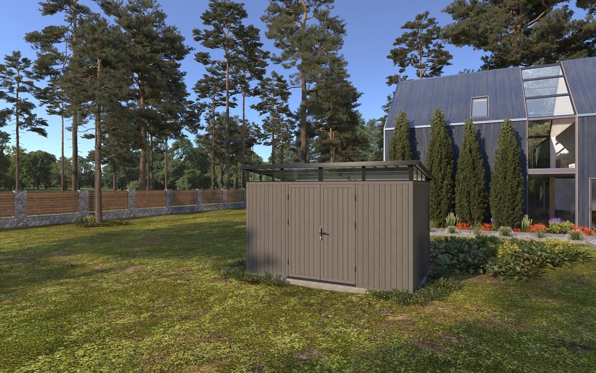 NewTechWood berging met dubbele deur 344 x 210 cm Silver Gray