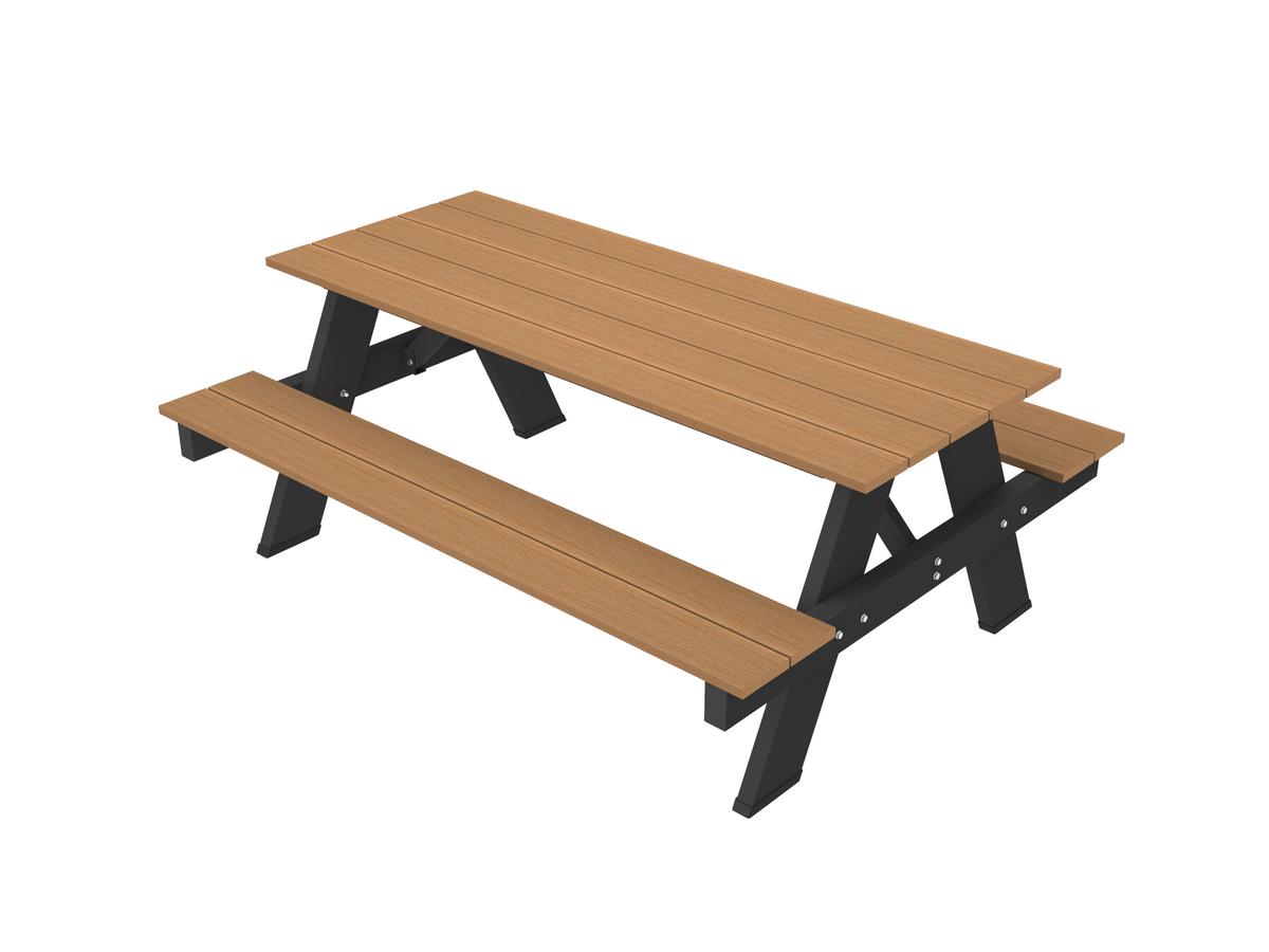 NewTechWood picknicktafel Teak met zwart onderstel 180 cm
