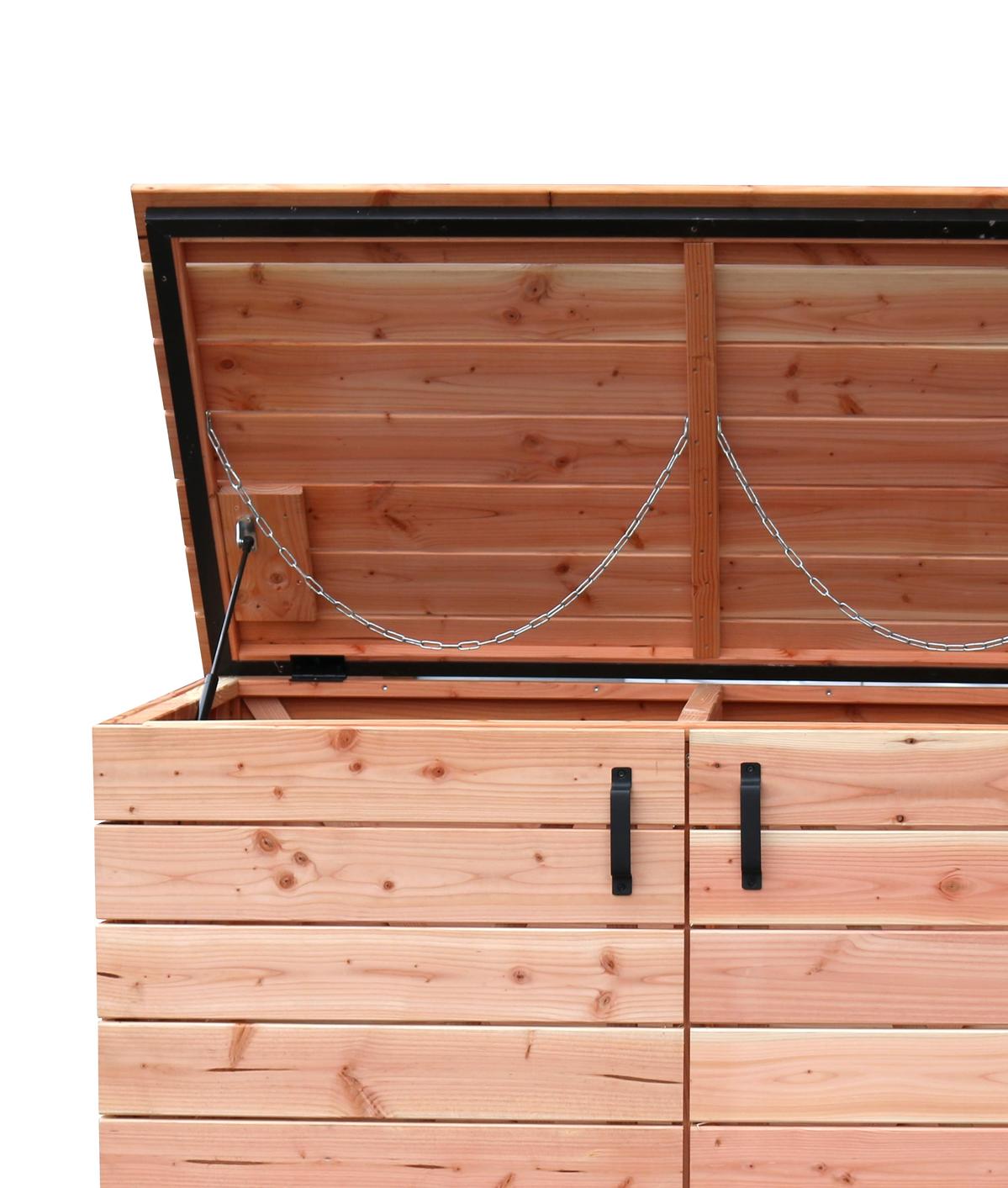 Douglas containerkast dubbel op zwart frame onbehandeld