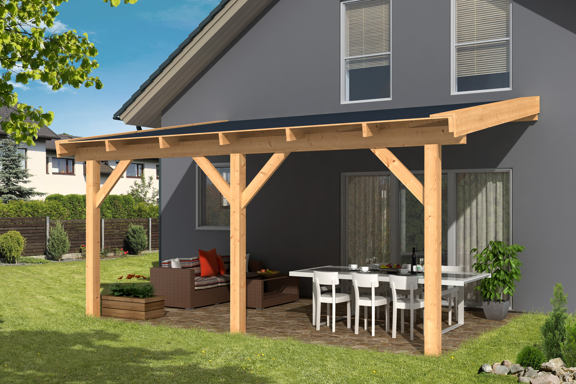 Veranda Douglas 400 x 300 cm - DHZ veranda met dakbeschot