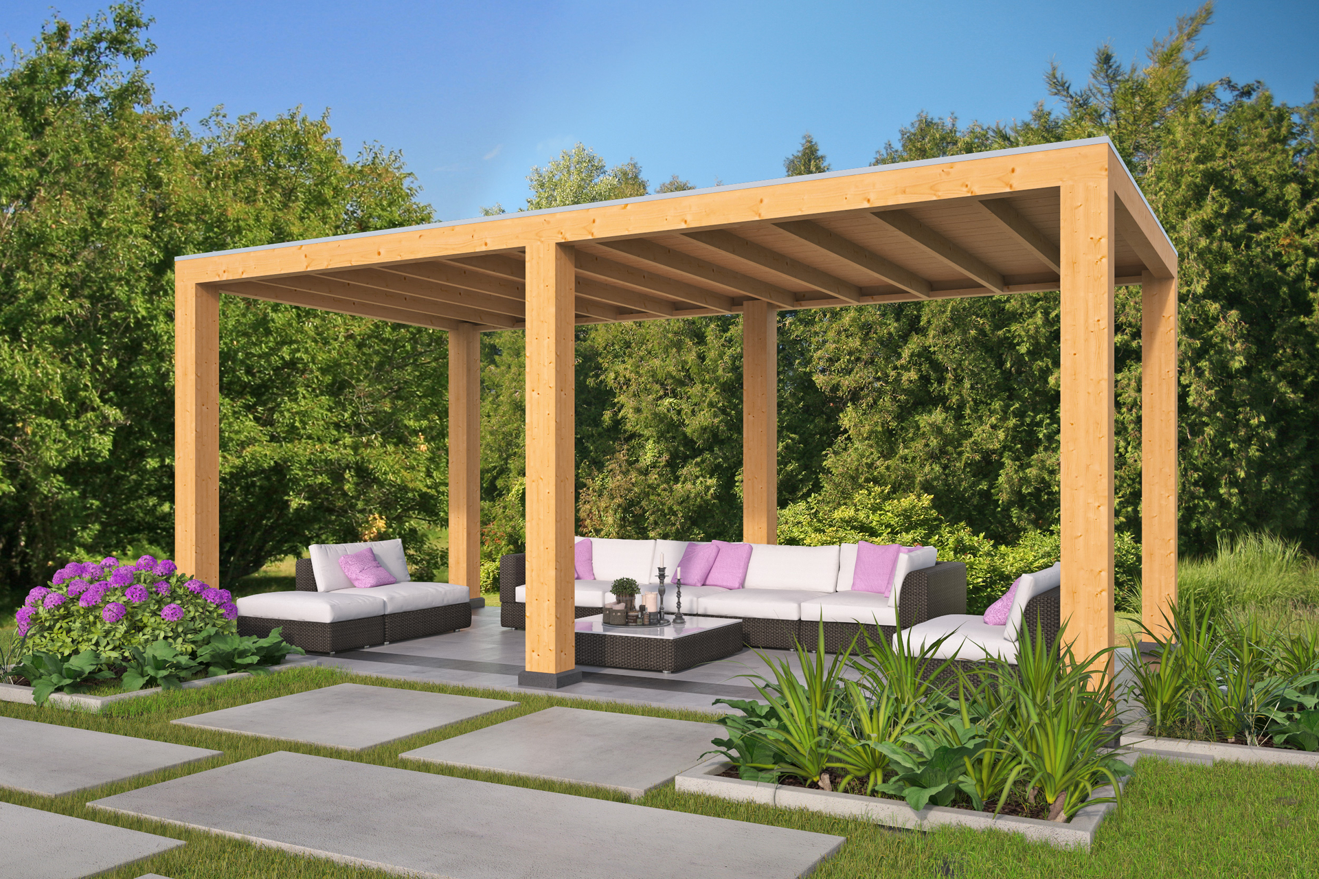Overkapping Renesse Red Class Wood 600 x 313 cm - DHZ plat dak