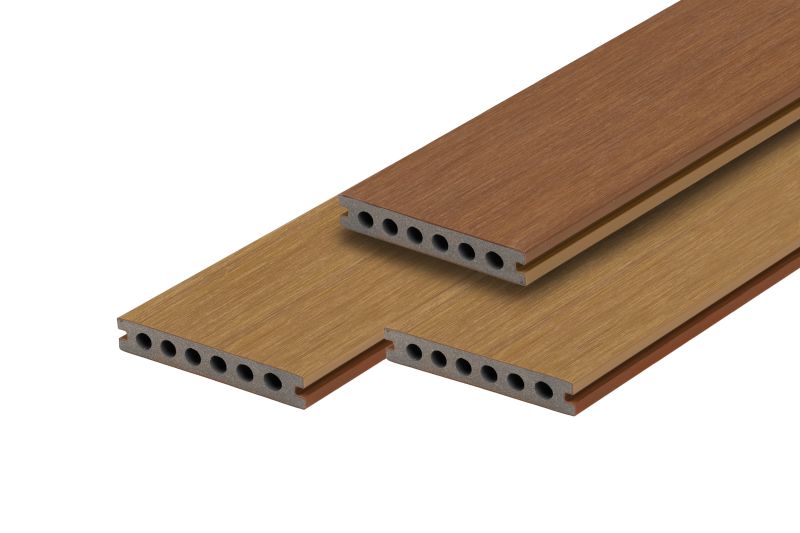 PuraTerra semi-massieve composiet vlonderplank teak bi-color 2,3 x 13,8 x 400 cm