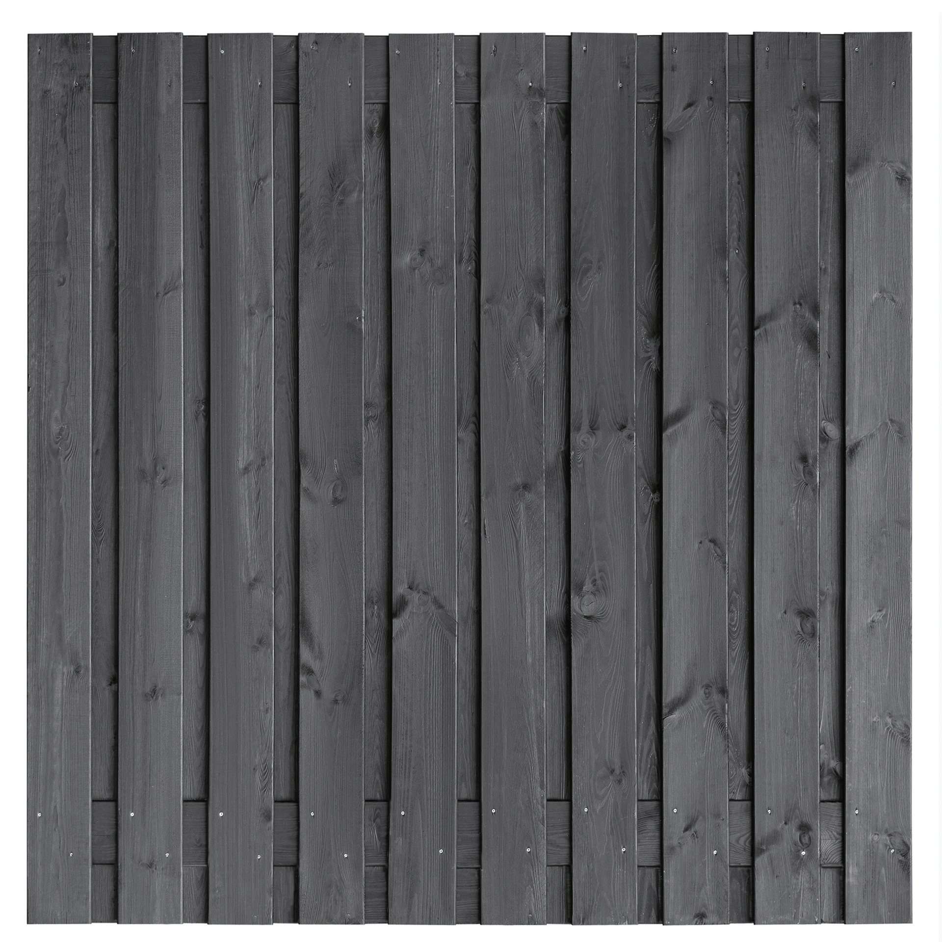 Tuinscherm Grenen zwart ge&iuml;mpregneerd 21-planks (19 + 2) Hengelo 180 x 180 cm