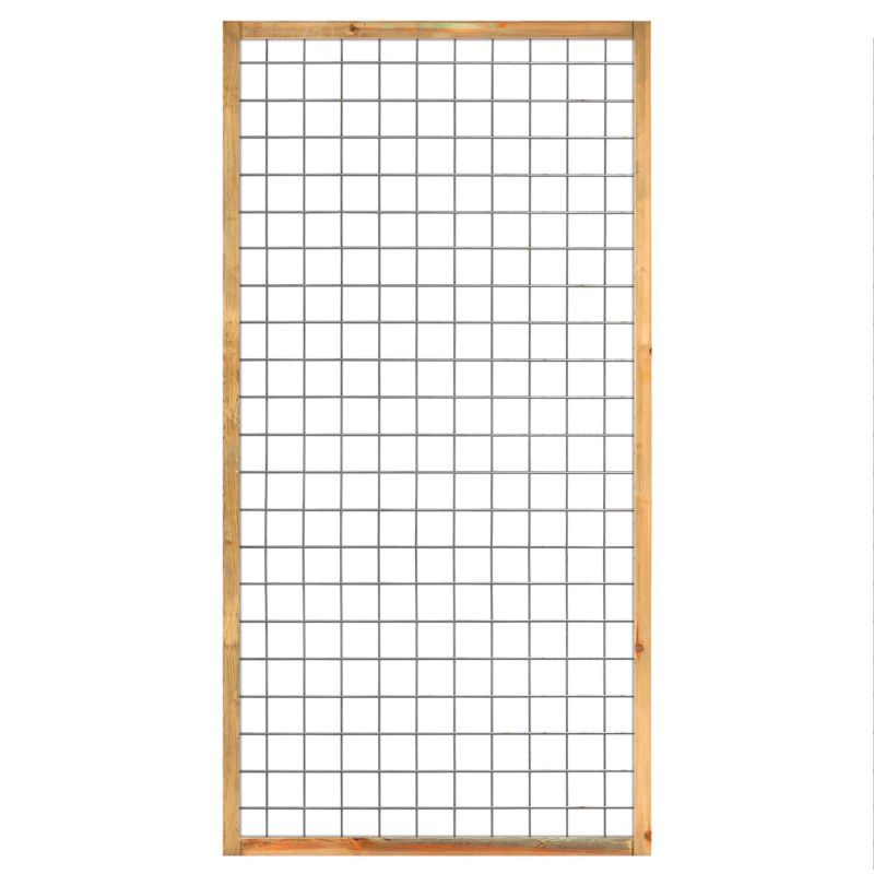 Gaaselement vuurverzinkt 90 x 180 cm met Grenen groen ge&iuml;mpregneerd kader 4,5 x 4,5  cm