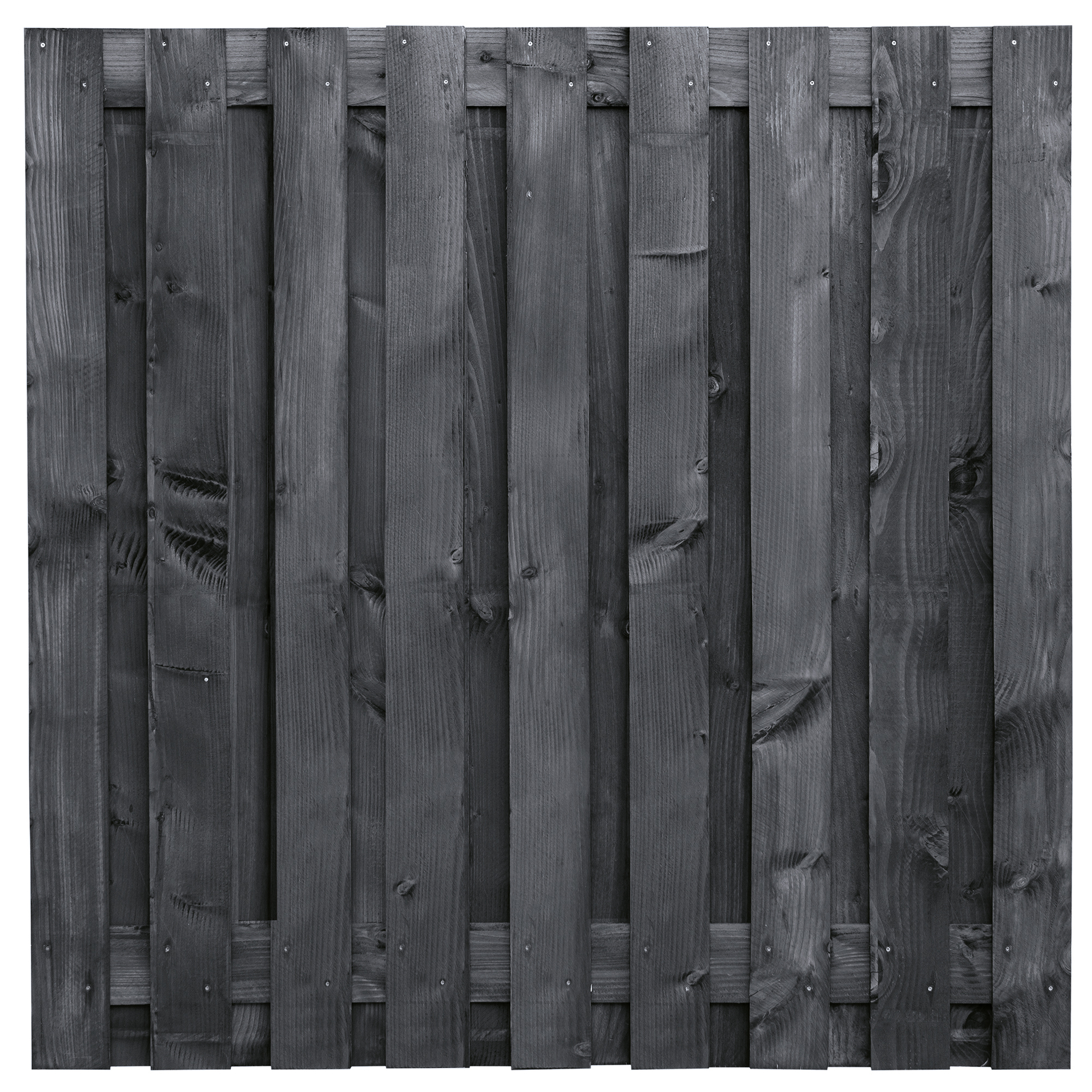 Tuinscherm Douglas zwart ge&iuml;mpregneerd, fijn bezaagd 19-planks (17 + 2) Karin 180 x 180 cm