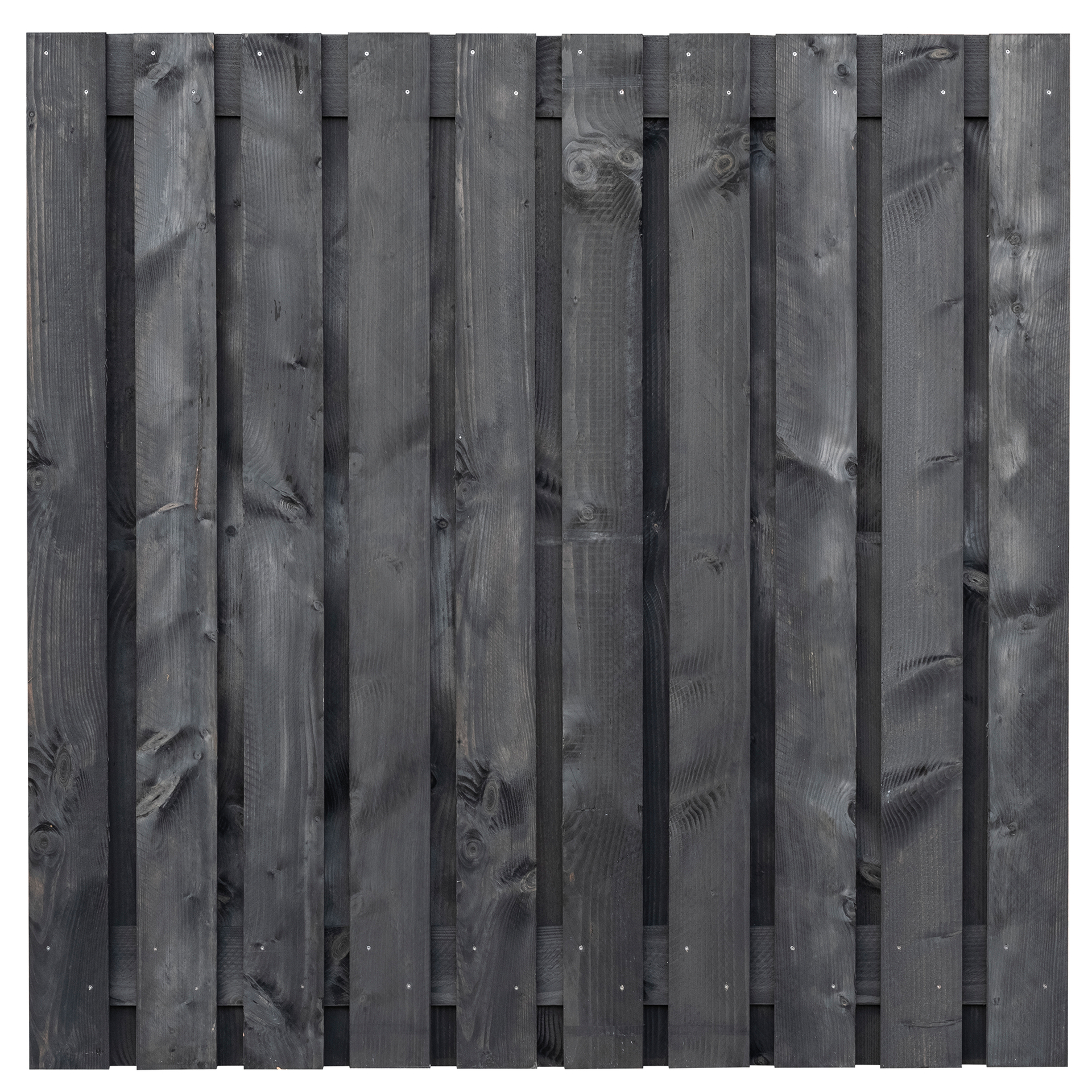 Tuinscherm Douglas zwart ge&iuml;mpregneerd, fijn bezaagd 21-planks (19 + 2) Marlies 180 x 180 cm