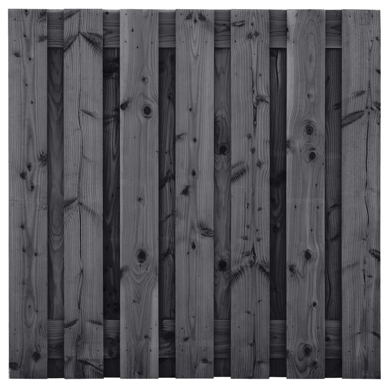 Tuinscherm Douglas zwart ge&iuml;mpregneerd, fijn bezaagd 15-planks (13 + 2) Wolfsburg 180 x 180 cm