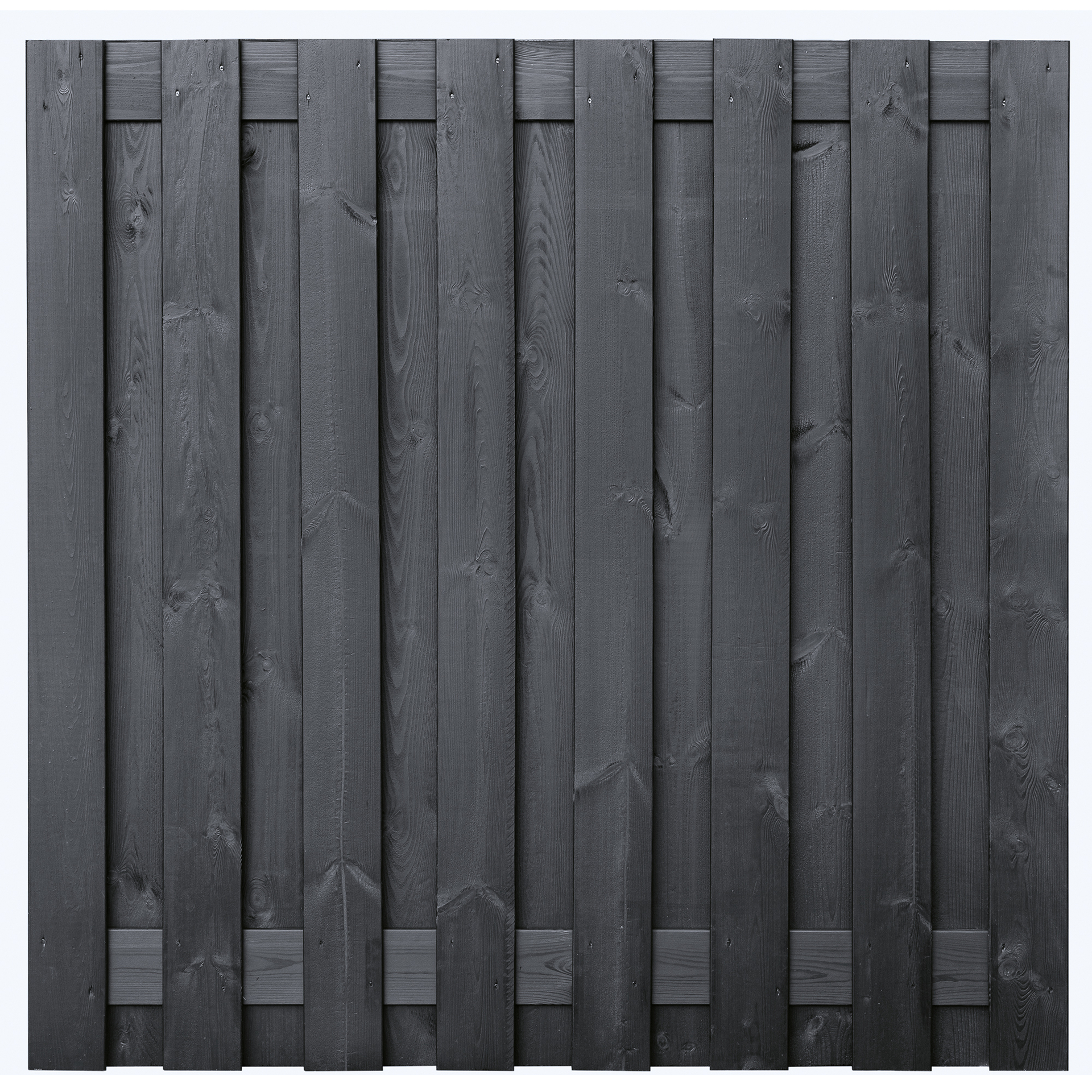 Tuinscherm Vuren zwart gespoten 17-planks (15 + 2) Hamburg 180 x 180 cm