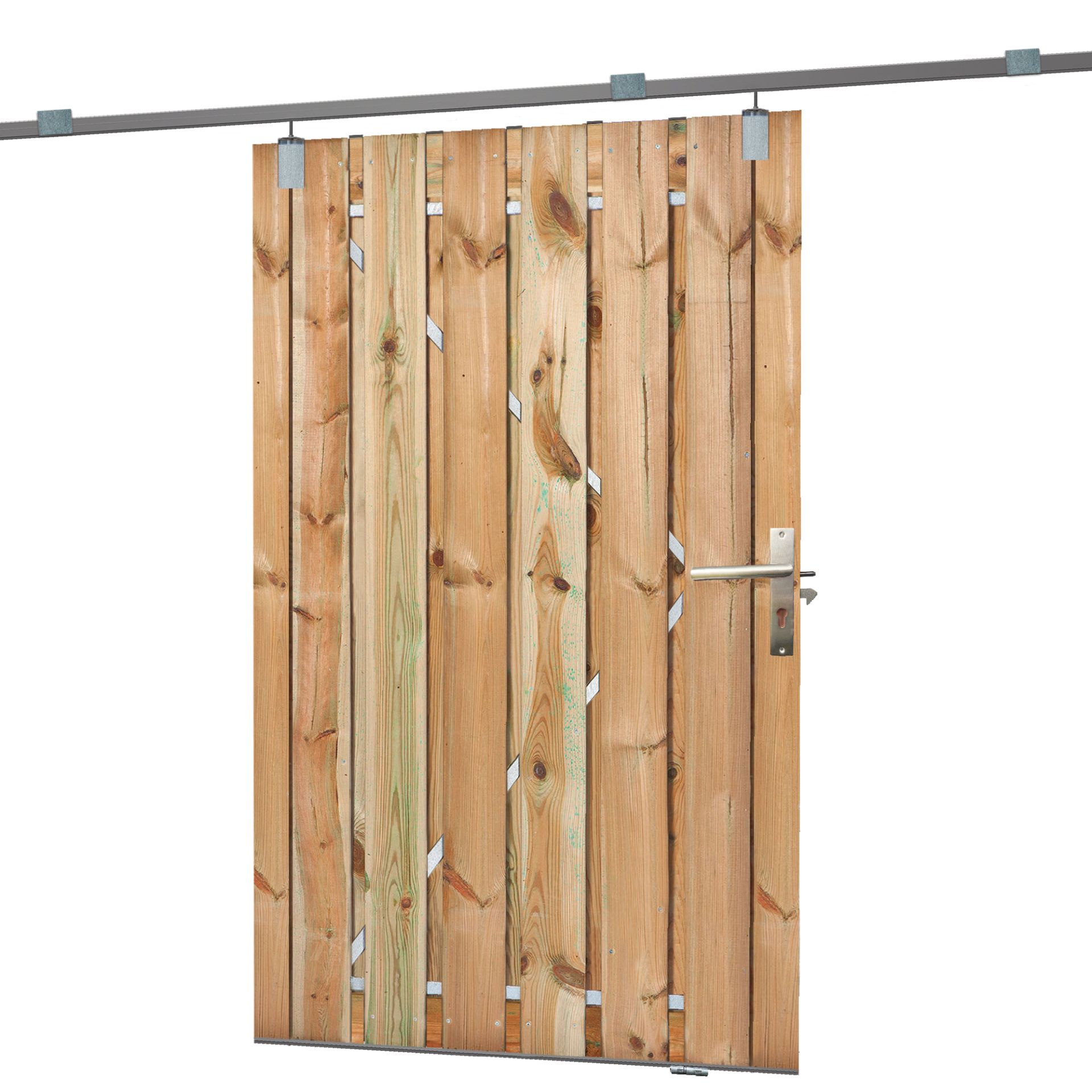 Tuinpoort schuifsysteem Grenen groen ge&iuml;mpregneerd 130 x 195 cm