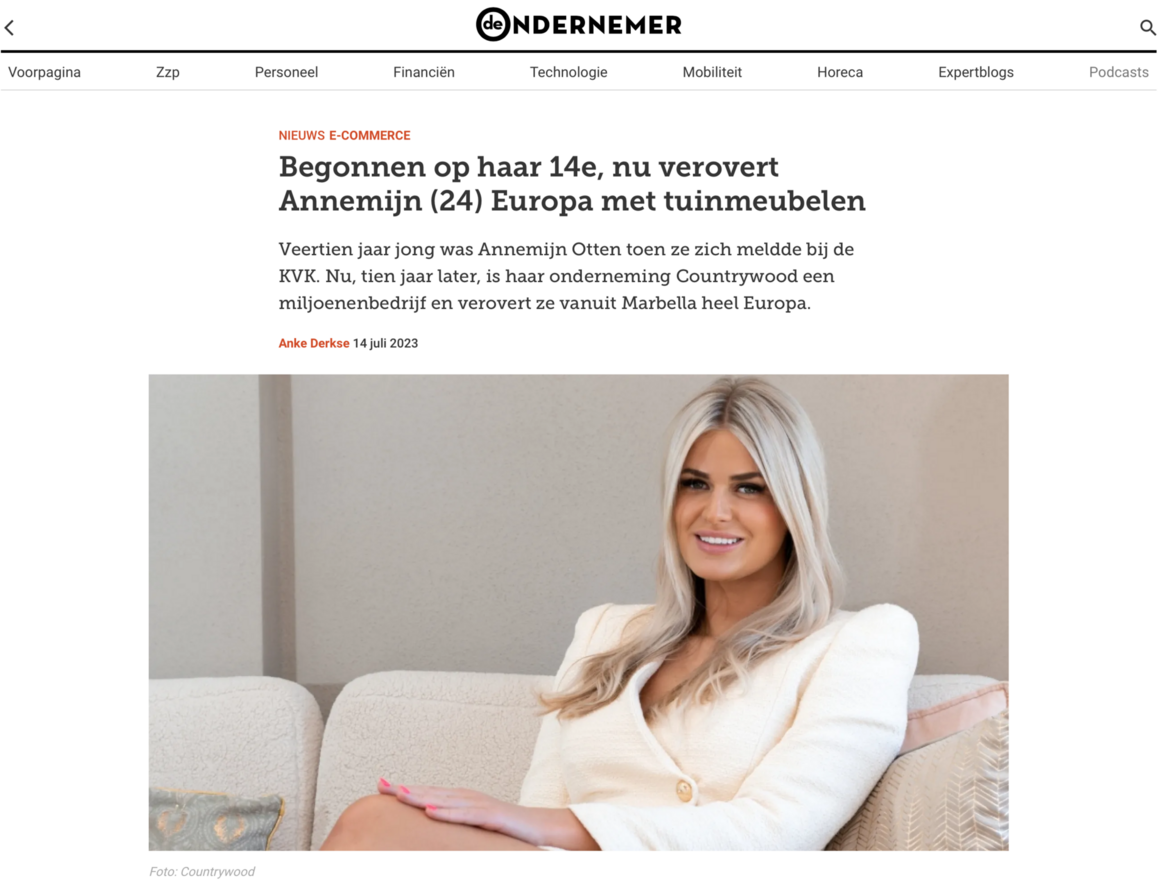 Begonnen op haar 14e, nu verovert Annemijn (24) Europa met tuinmeubelen Begonnen op haar 14e, nu verovert Annemijn (24) Europa met tuinmeubelen