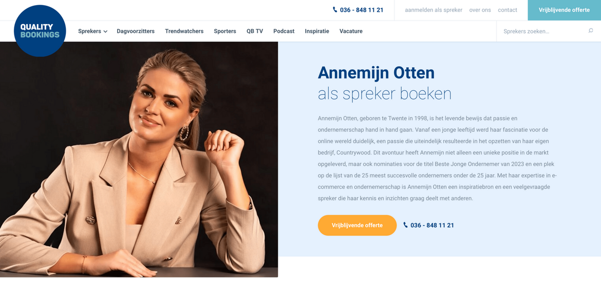 Quality Bookings verwelkomt Annemijn Otten Quality Bookings verwelkomt Annemijn Otten