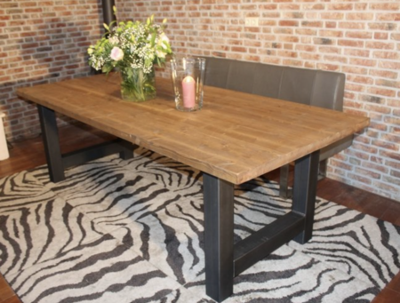 KLOOSTERTAFEL 180 X 100 CM MIDDEN-BRUIN MET H-POTEN