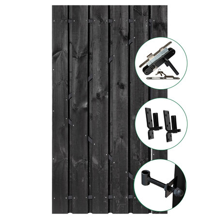 Tuindeur Privacy luxe grenen zwart 120cm