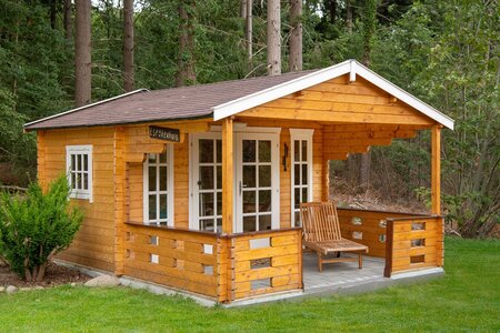 Blokhut Sanstrov met veranda 380 x 320 + 270 x 270 cm - Tuinhuis