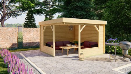 Blokhutprieel Barbara 350 x 350 x 222 cm - Hoekblokhut 