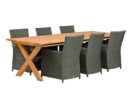 Hardhouten tuintafel teak 350 x 100 x 78 cm met kruispoten
