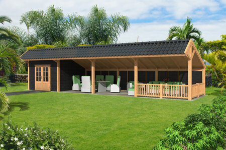 Kapschuur Bergen XL, type 11 - 1295 x 418 cm - Zwart gespoten Douglas