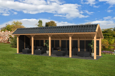 Kapschuur Bergen L, type 10 - 880 x 318 cm - Zwart gespoten Douglas