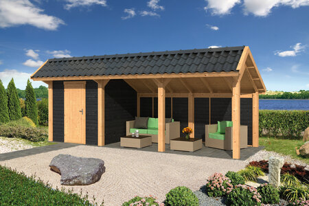 Kapschuur Bergen L, type 7 - 678 x 318 cm - Zwart gespoten Douglas