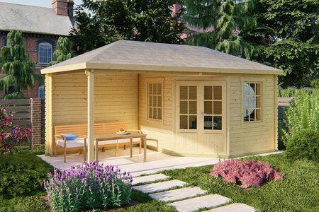 Blokhut Markku met overkapping 575 x 300 x 271 cm - Tuinhuis