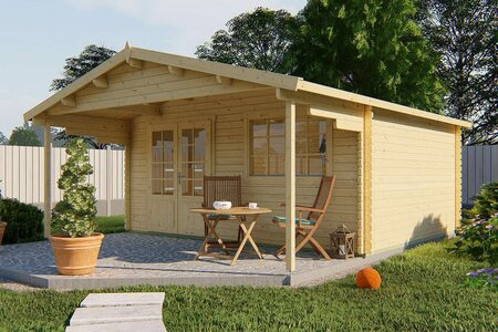 Blokhut Kristan 500x400 cm + luifel 200 cm - Tuinhuis