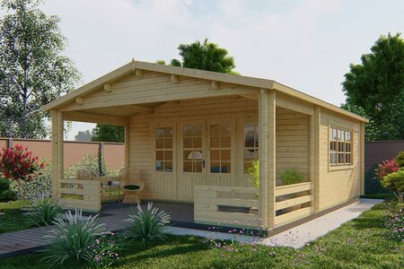 Blokhut Nottingham 540 x 663 x 276 cm met veranda - Tuinhuis met overkapping