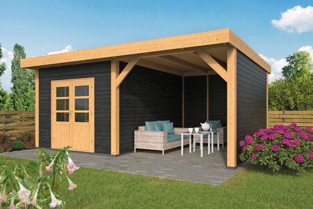 Overkapping Raalte Douglas 600 x 410 cm - Zwart geïmpregneerd