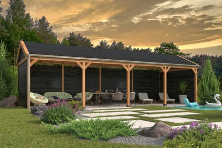 Overkapping Goteborg met zadeldak, type 3 - 1079 x 399 cm - Red Class Wood 