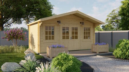 Blokhut Skyler met luifel 500 x 320 x 281 cm - Tuinhuis