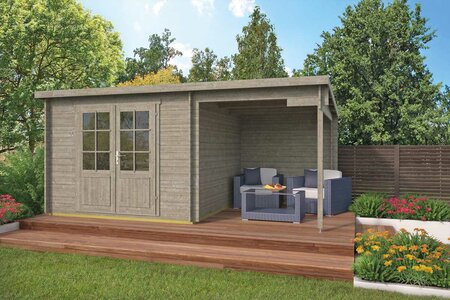 Blokhut Dora met overkapping 500 x 300 x 217 cm Geïmpregneerd - Tuinhuis