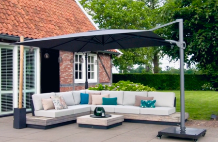 Zweefparasol Malta 300x400 cm antraciet met kruisvoet