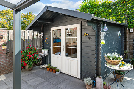 Blokhut Perlund 300 x 300 x 245 cm + Luifel 80 cm - Tuinhuis