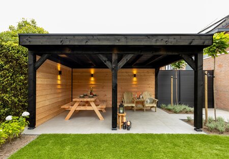 Overkapping Rijssen Douglas 600 x 400 cm - Zwart Geïmpregneerd