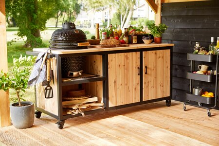 Houten Buitenkeuken Acero met stalen frame 180 cm - Countrywood