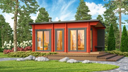 Saunahuis Tampere XL - 488 x 254 cm - Wanddikte 40 mm 