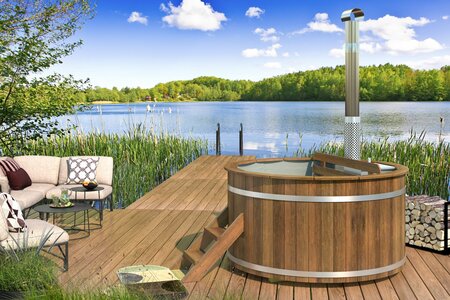 Hottub met interne RVS kachel Ø180 cm thermowood