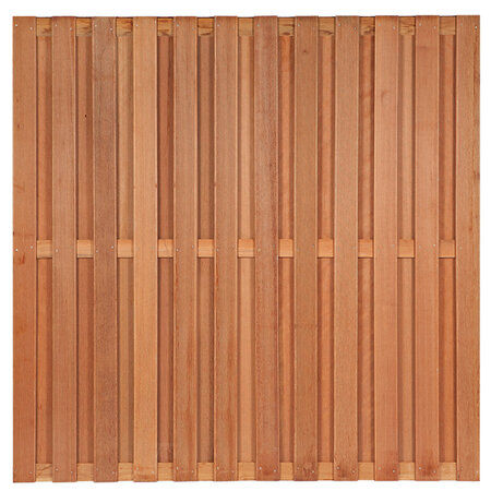 Tuinscherm hardhout kunstmatig gedroogd 26-planks (23 + 3) Leeuwarden 180 x 180 cm (Keruing)