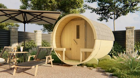 Barrelsauna vurenhout Ø205 x 250 cm - Saunabarrel 38mm