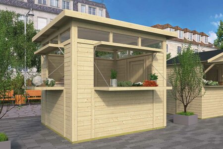 Kiosk Claus 277x244cm 19mm - Houten verkoopkraam